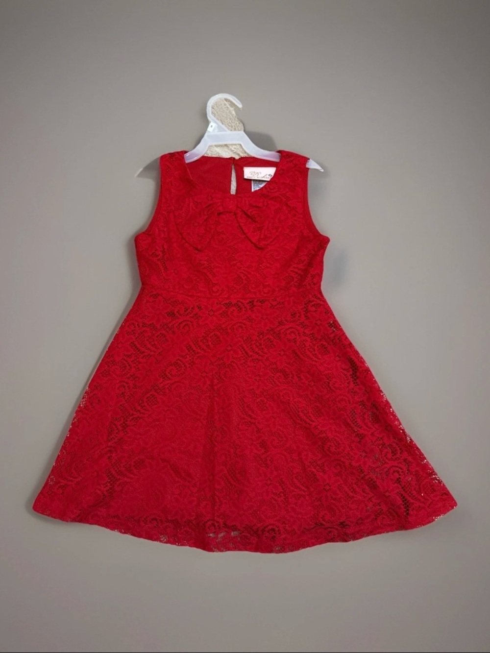 NWT Duchess Girls Red Lace Holiday Bow Dress - Size 5